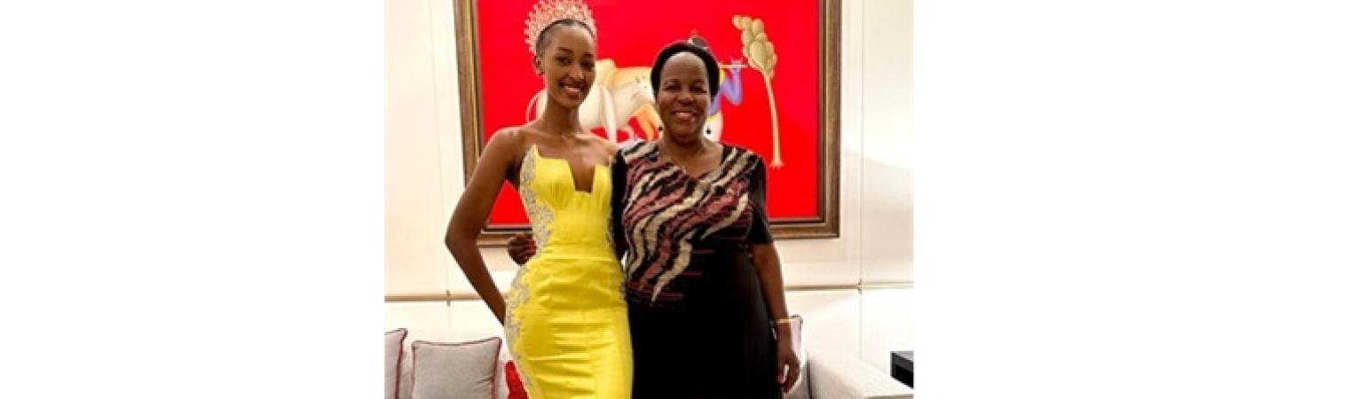 H.E Prof. Joyce Kakuramatsi Kikafunda with Miss Uganda Hannah Kimera, March 2024, Mumbai.