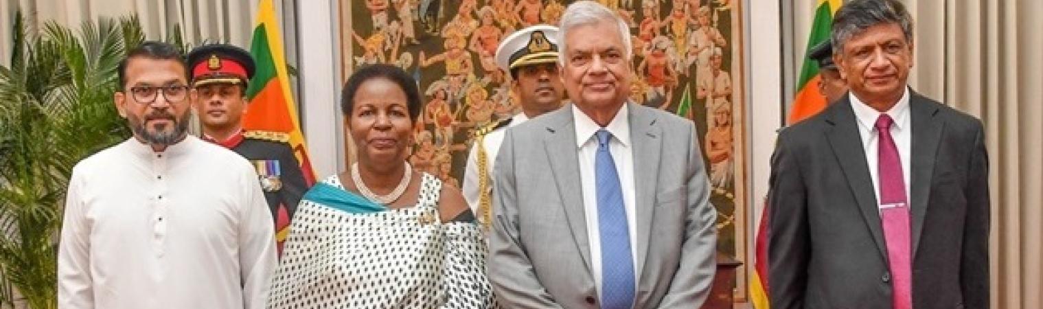 H.E Prof. Joyce Kakuramatsi Kikafunda with H.E Ranil Wickremesinghe, President of Sri Lanka, July 2023